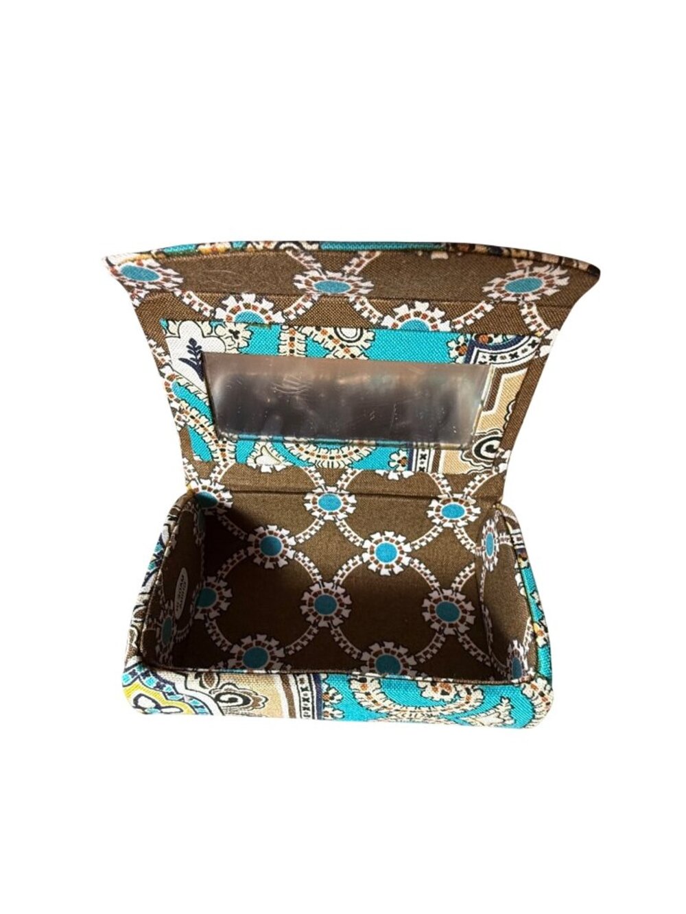 Vera Bradley Kiss Me Twice Lipstick Holder Totally Turquoise Mirror Compact Case